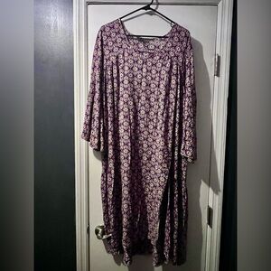 POL Purple and Blue Patterned Babydoll Dress -Boho